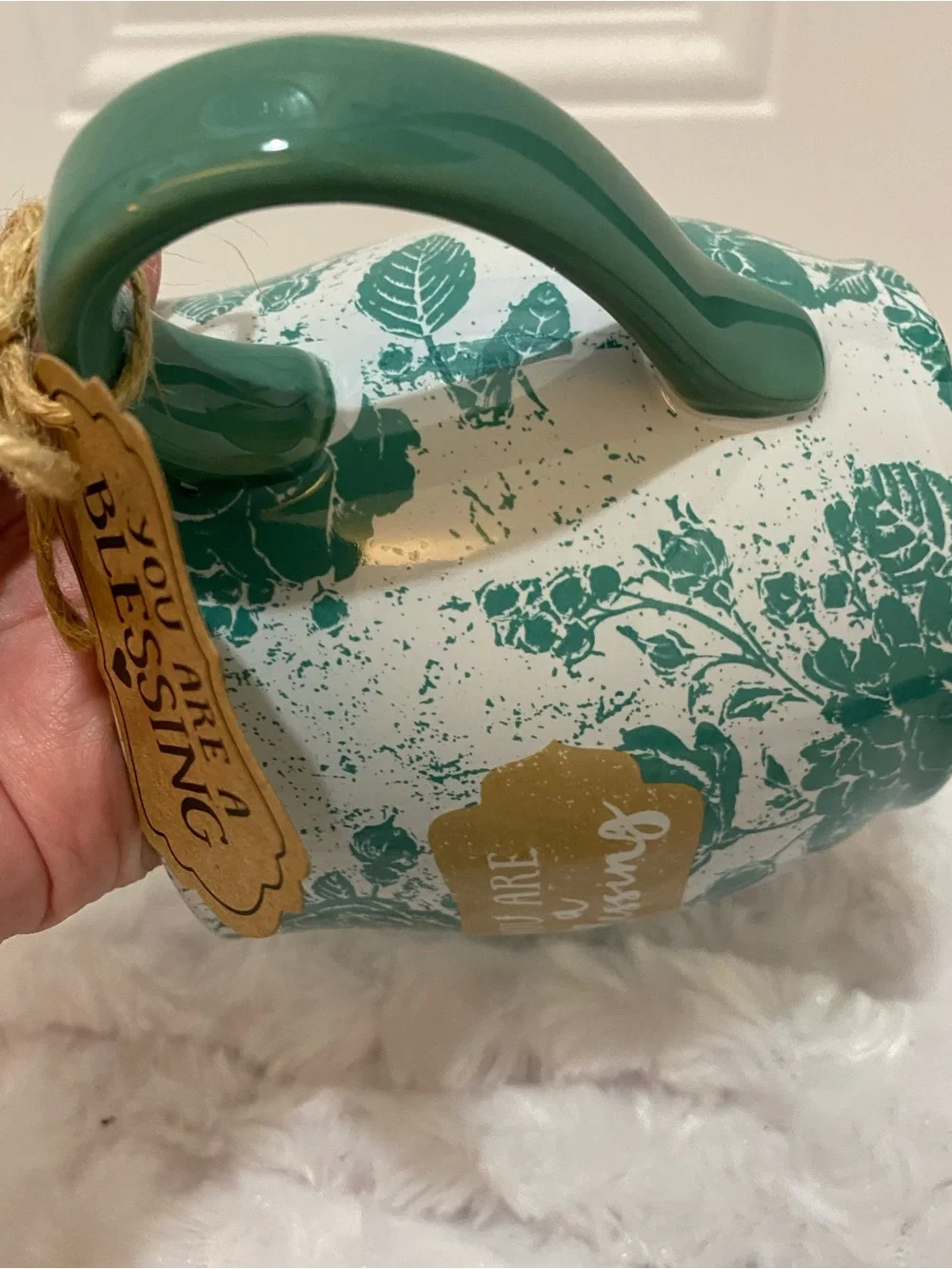 🆕You Are A Blessing Ceramic Mug in Teal & White with Verse inside Mug - NIB